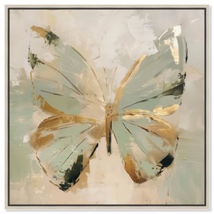 Art Remedy Sage Butterfly Colorful buterfly and flowers wall art Framed - 1 of 4