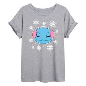 Women's - Pokémon - Squirtle And Snowflakes Oversized Graphic T-Shirt - 1 of 4