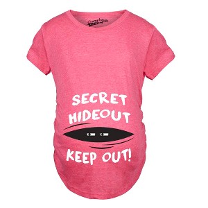 Maternity Secret Hideout Baby Peeking Maternity Shirt Funny Pregnancy Shirts - Crazy Dog Maternity T Shirt - 1 of 4