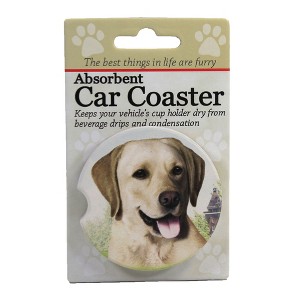 E & S Pet 2.5 Inch Yellow Labrador Car Coaster Absorbant Coasters - 1 of 3