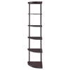 Space-Saving 4-Tier Corner Bookcase – Compact Brown Display Shelf for Living Room, Office, Library, or Bedroom - 3 of 4