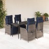 vidaXL 5 Piece Patio Dining Set with Cushions Gray Poly Rattan - 55.1" Table Length Sharp Leg 4 Items - 2 of 4