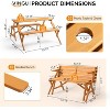 VINGLI 2-in-1 Convertible Outdoor Picnic Table with Umbrella Hole, Bench Set for Garden, Patio - 4 of 4
