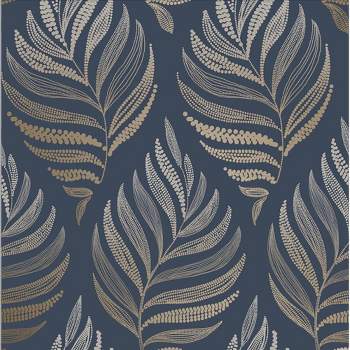 Botanica Midnight Navy Blue Leaves Tropical Paste the Wall Wallpaper