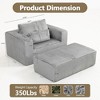 QingMoon Deep-Seat Compressed Sofa, Modular Boneless Couch, Corduroy Lounge Chair with Ottoman and Wide Arms for Living Room, Apartment - 4 of 4
