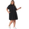 Agnes Orinda Women's Plus Size Denim Babydoll Tiered Short Sleeve Button Down Jean Shirt Dresses - 3 of 4