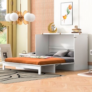 Whisen Modern Design Murphy Bed, Folded into a Cabinet with Large Drawers - 1 of 4