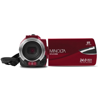 Minolta MN200NV 1080p Full HD IR Night Vision Wi-Fi Camcorder (Red)