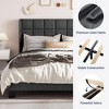 Allewie Platform Bed Frame with Wingback, Fabric Upholstered Square Stitched Headboard and Wooden Slats, Mattress Foundation, Box Spring Optional, Easy Assembly - 3 of 4