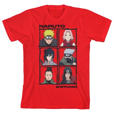 Naruto Shippuden Anime Characters Youth Boys Red Graphic Tee : Target