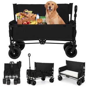Gymax 2-in-1 Wagon Bench Seat Combo Collapsible Folding Beach Cart