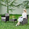 FURNIinspire Patio Dining Sets Patio Furniture Set 3 Pieces, Glass Table, Weaving Rattan Patio Chairs for Garden, Terrace, Black, 23"*22"*31.4" - 4 of 4