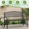 Huxxion 50" Outdoor Garden Bench, Iron Metal Frame Patio Bench with Backrest Armrests, Weatherproof Anti-Rust Outdoor Bench - 2 of 4