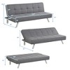 Costway Convertible Futon Sofa Bed Adjustable Sleeper with Stainless Steel Legs - 2 of 4