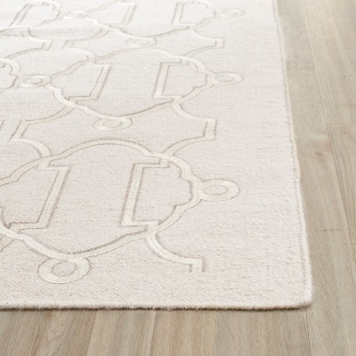Handmade Geometric Wool Flat Woven Area Rug - Beige, 3' x 5'