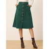 Allegra K Women's High Waist Solid Button Front A-Line Belted Corduroy Midi Skirt - 2 of 4