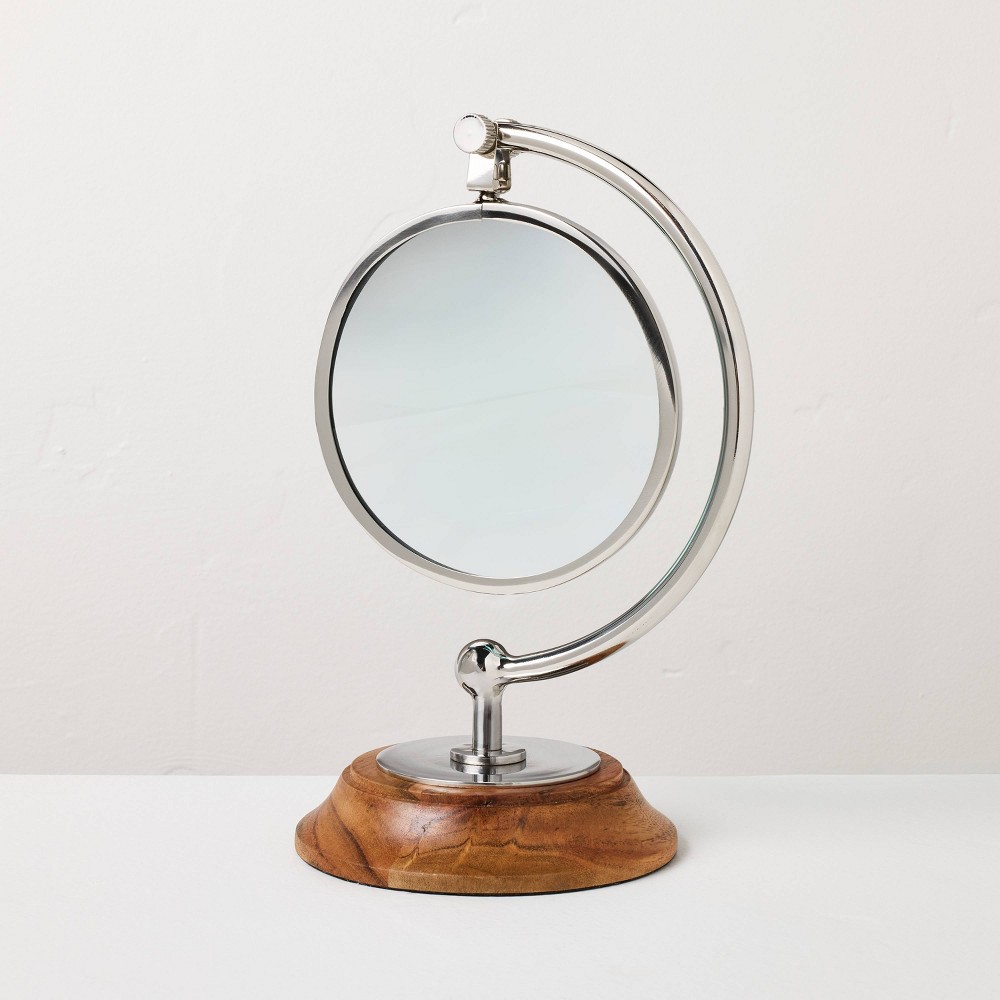 Chrome Magnifying Glass with Wood Base - Hearth & Hand™ with Magnolia