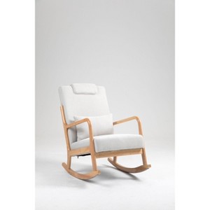 NicBex Linen Fabric Glider Rocking Chair,Upholstered Nursery Rocking Chairs with High Backrest and Lumbar Pillow,Nursing Chair for Bedroom - 1 of 4