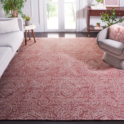 Ivory and Pink Hand-Tufted Wool Area Rug