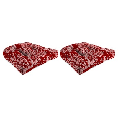 Outdoor Set Of 2 Wicker Chair Cushions In Seacoral Red - Jordan Manufacturing