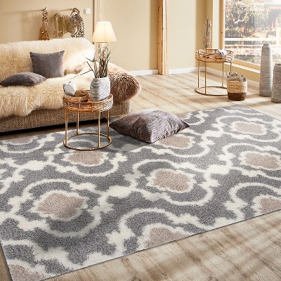 Elegant Gray Trellis 5' x 7' Shag Area Rug for Modern Comfort