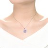 Guili Sterling Silver Rose Gold Plated Round and Red or Blue Baguette Cubic Zirconia Wreath Pendant Necklace, a Bold and Elegant Statement Piece - 3 of 3