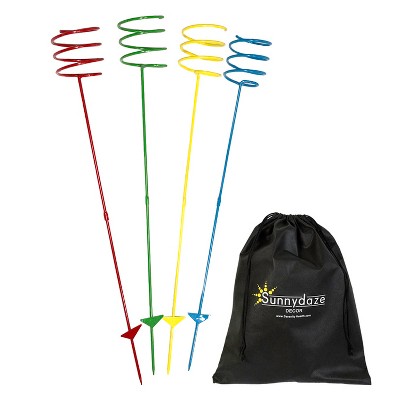 Sunnydaze Outdoor Drink/Beverage Holder Stakes for Lawn, Orange, Red, Green, Yellow, Blue and Purple