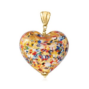 Ross-Simons Italian Multicolored Murano Glass Heart Pendant in 18kt Gold Over Sterling Size 1.63 - 1 of 4