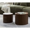 VYNXARIA Handcrafted MDF Nested Table Set - 2 Pieces in Walnut Color for Living Room - 3 of 4