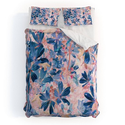 Deny Designs 3pc Full/Queen Mirimo Floralia Blue Duvet and Sham Se