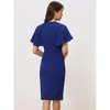 Allegra K Women's Crewneck Short Flutter Sleeves Midi Cocktail Sheath Dress - 3 of 4