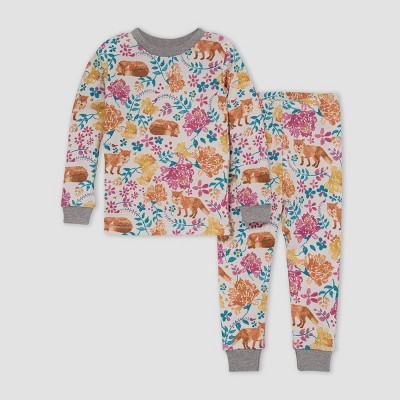 Burt's Bees Baby® Toddler Girls' 2pc Fox Organic Cotton Tight Fit Pajama Set - Heather Gray 4T