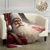 Lomsoe Traditional Style Christmas Santa Print Flannel Blanket - All Seasons Soft and Warm Throw Blanket for Napping, Camping, Travel, Office - 3 of 4