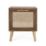 Hulett Contemporary End Table with Storage Walnut/Natural/Antique Gold - Christopher Knight Home