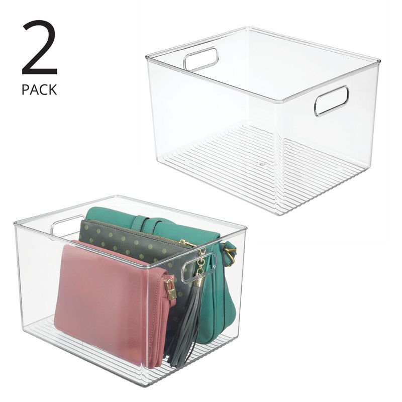 mDesign Plastic Closet Storage Organizer Container Bin, Handles, 2 of 10