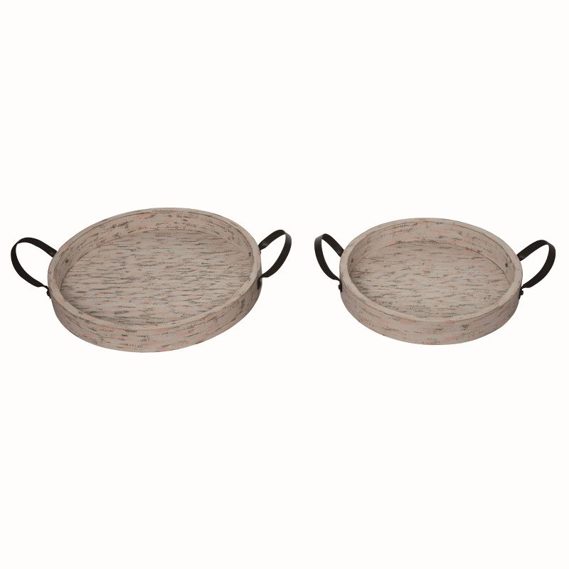Transpac Wood White Christmas Birch Serving Trays Set of 2, 1 of 2