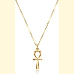 Gold Plated Faith Necklace for Women, Cross Evil Eye & Angel Wing CZ Pendant - 1 of 4