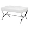 studio designs Newel Modern Square Ottoman Blended Leather and Chrome Metal Frame - 3 of 4
