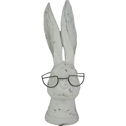 Download Raz Imports 14 5 White Bunny Rabbit Head Statue With Glasses Target