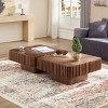 35'' Modern Small Wood Square Coffee Table, Handcraft Drum Coffee Table with MDF Pedestal Base for Living Room,Compact Spaces-Coolbibila - 3 of 4