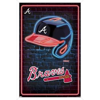 Trends International MLB Atlanta Braves - Neon Helmet 23 Framed Wall Poster  Prints White Framed Version 22.375 x 34