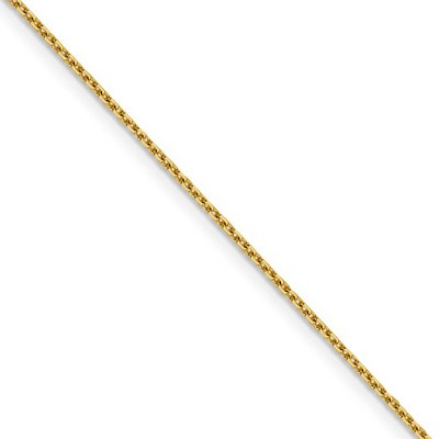 Black Bow Jewelry 1.25mm 14k Yellow Gold Diamond Cut Solid Rolo Chain Necklace
