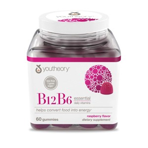 Youtheory B12B6 - Vegan Vitamin B6 & Vitamin B12 - Offers Brain Health, Energy & Immunity Support* - Dairy, Soy & Gluten Free - 60 Gummies - 1 of 3