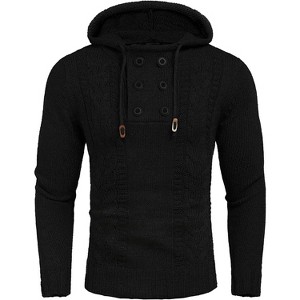 COOFANDY Men's Knitted Hoodies Pullover Casual Long Sleeve Turtleneck Sweaters - 1 of 4