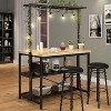 47" Versatile Kitchen Island with Storage – Durable Wood & Steel Design, Microwave Shelf, 3-Tier Open Shelves, 5 Hooks(Natural) - 3 of 4