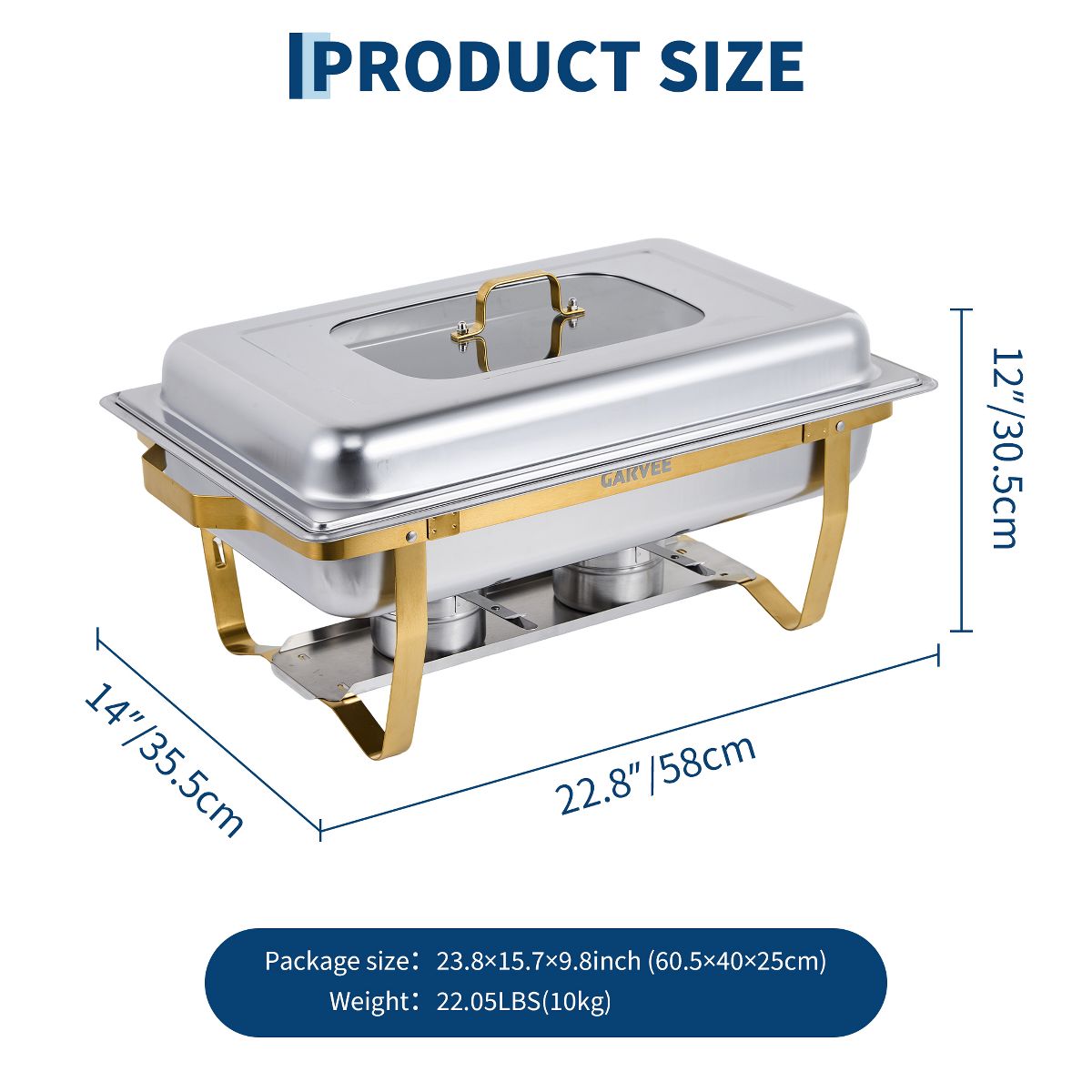 2/4 Pack 8 QT Stainless Steel Chafing Dish Buffet Set, Roll Edge Food Warmers for Heating & Cooling, Mirror Polished Buffet Servers for Catering - thumbnail 3