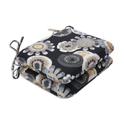 2pc Crosby Floral Outdoor Rounded Corners Chair Cushions - Pillow Perfect