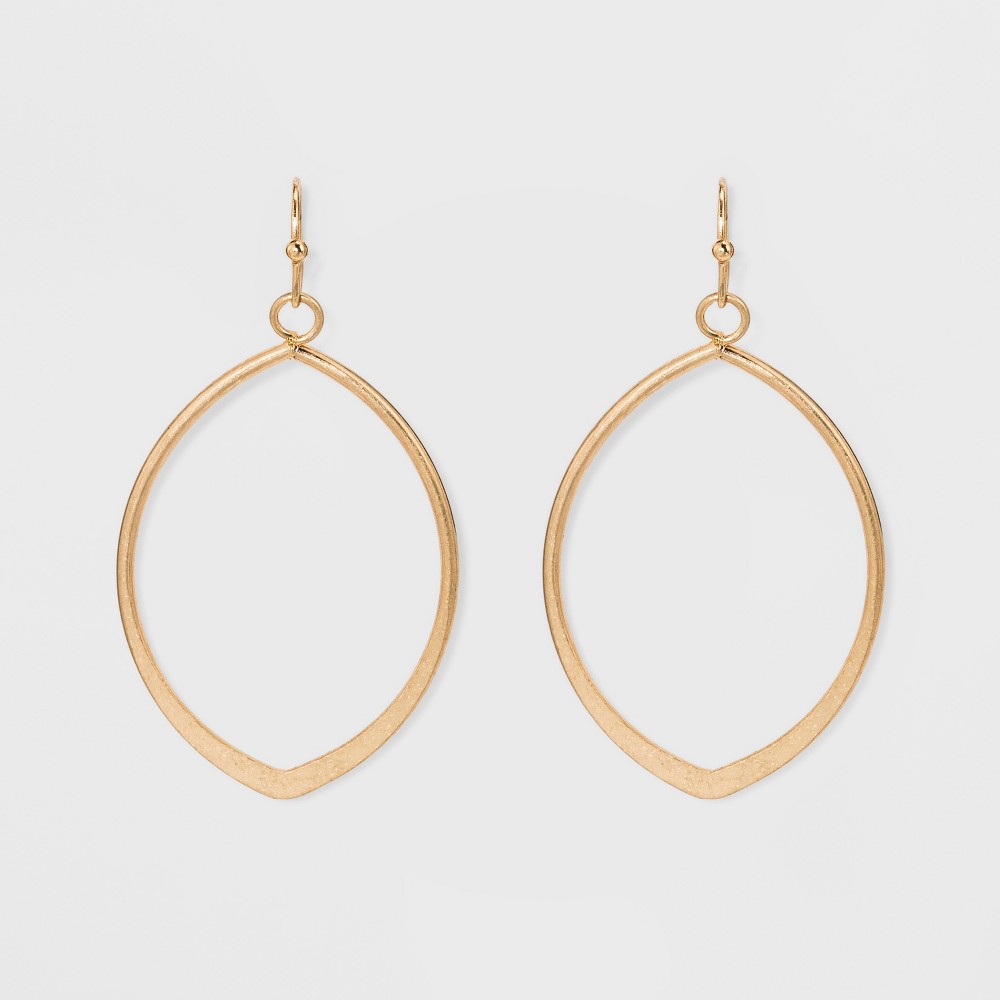 Metal Cut Out Teardrop Hoop Earrings gold 