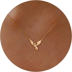 14K Gold Plated Beach Necklace for Women, Ocean & Animal Charms (Dragon/Shell/Seahorse), Adjustable Summer Jewelry Gift - 1 of 4