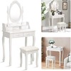 Vanity Table Set with 4 Drawer, Makeup Dressing Table w/Cushioned Stool - 2 of 4